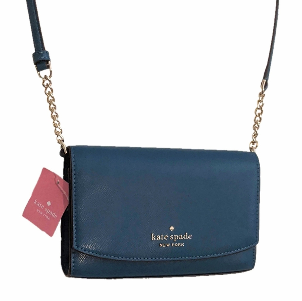 Kate Spade teal crossbody purse & card wallet set